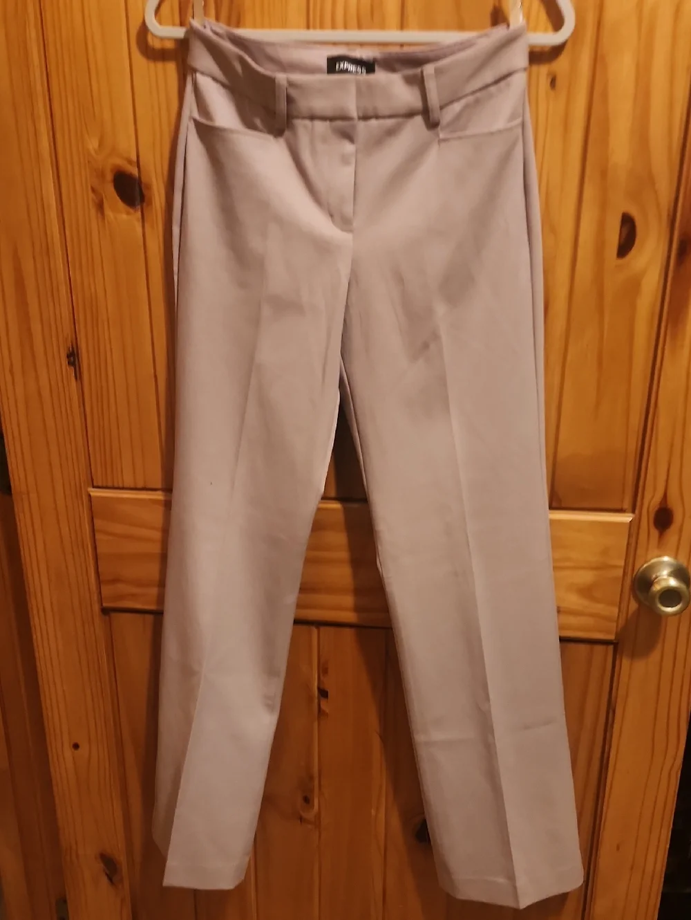 Express Women's Light Taupe Straight-Leg Trousers - Picture 1 of 5